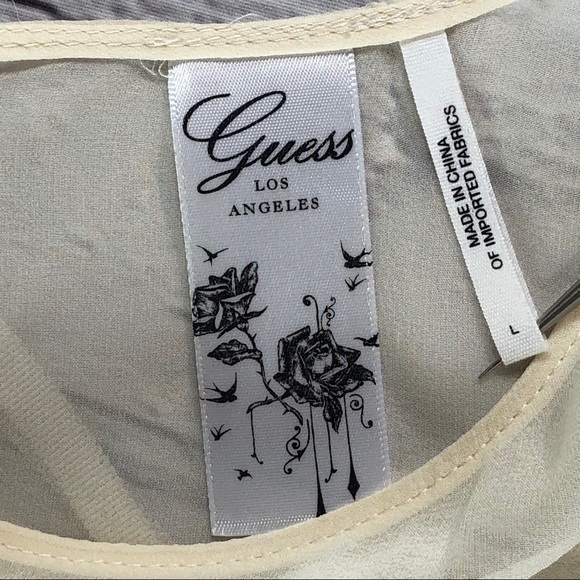 Guess Los Angeles Sheer Silk Cream Top Size L NWT - Picture 8 of 14